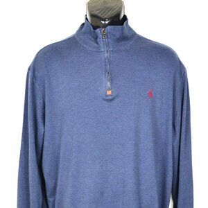 Polo Ralph Lauren Men's Size XL Blue Mock Neck 1/4 Zip Long Sleeve Sweater